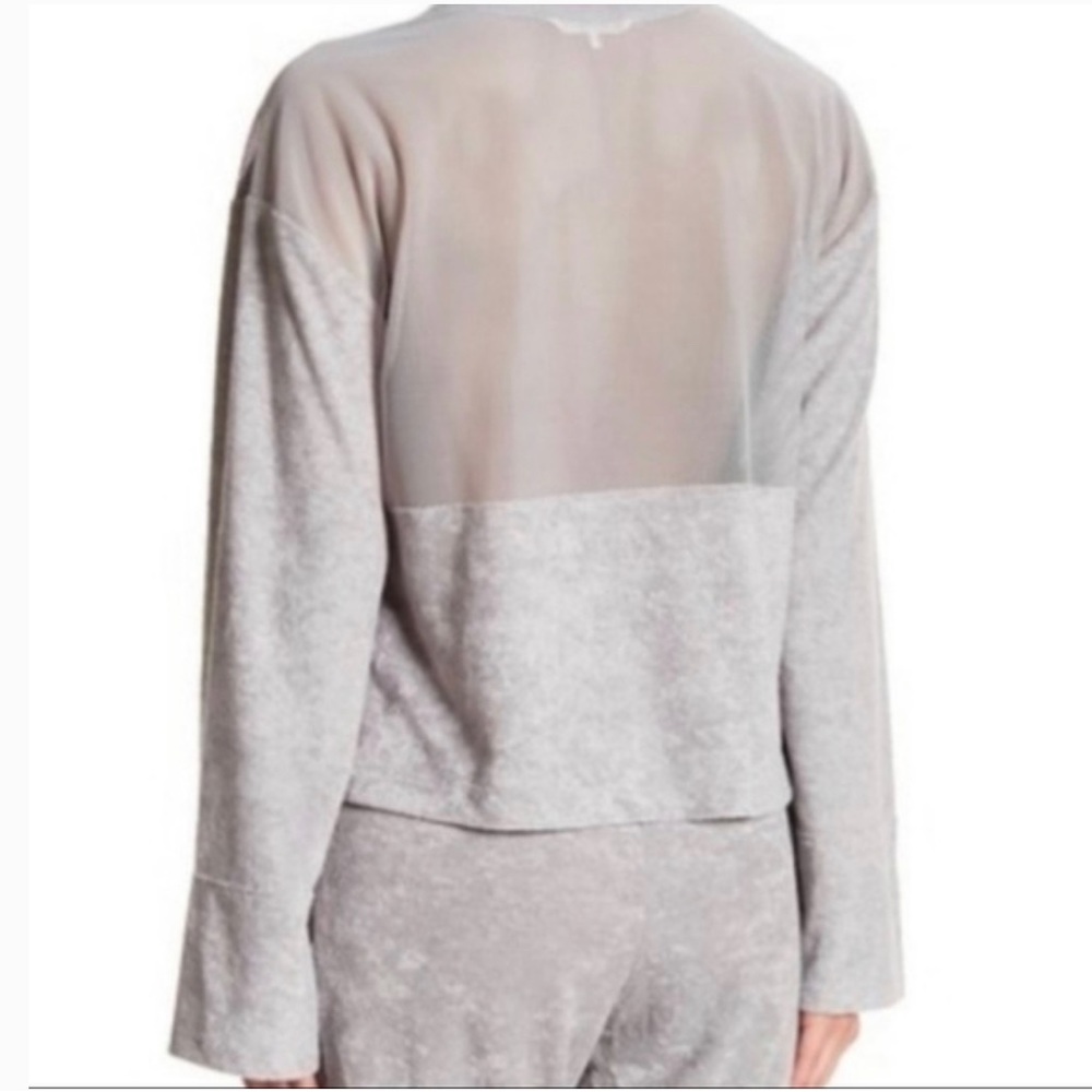 Light Gray Sheer-Back Long Sleeve Women’s Top